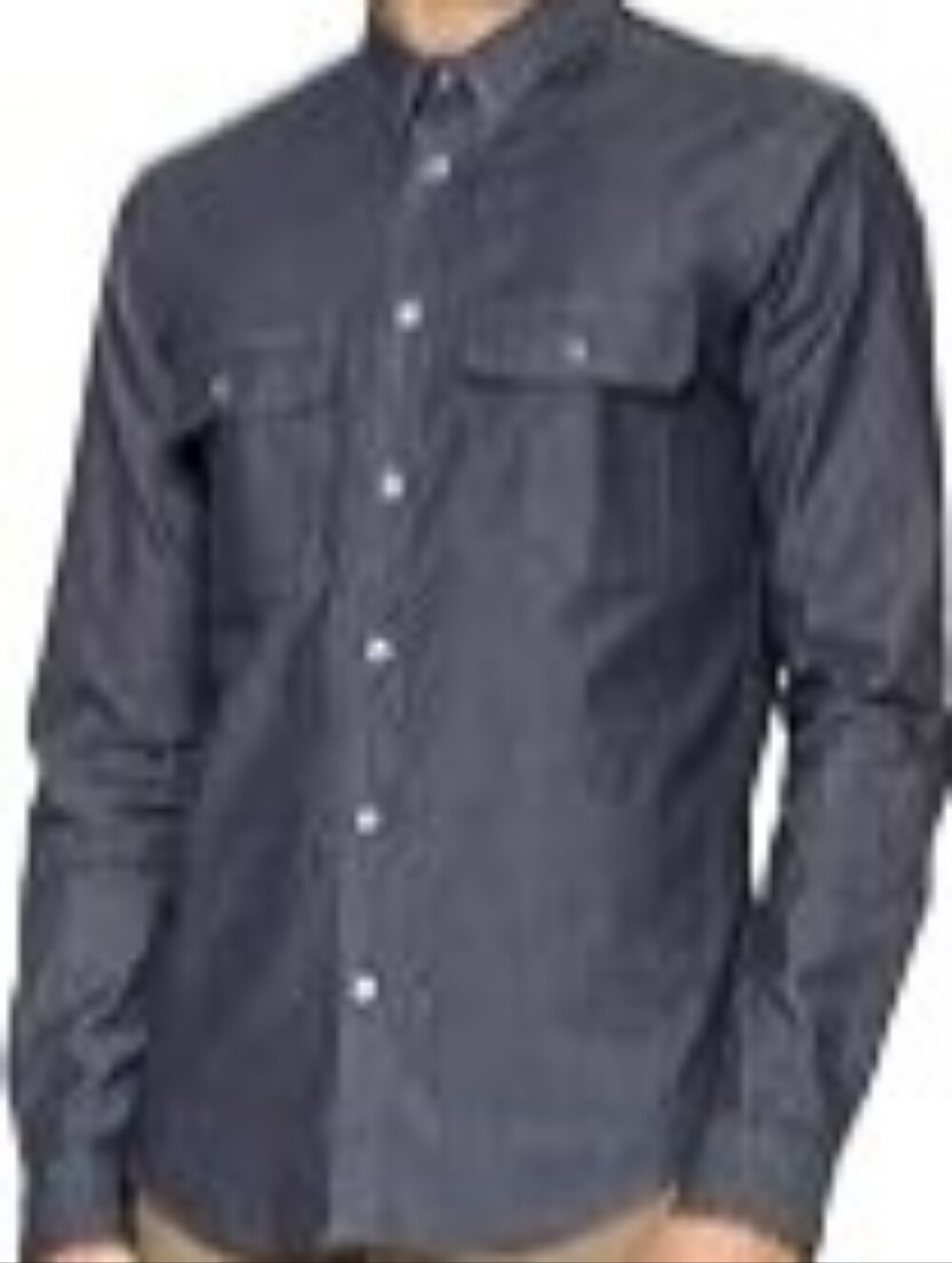 Theory Barham C Turini Navy Chambray Shirt Medium EUC